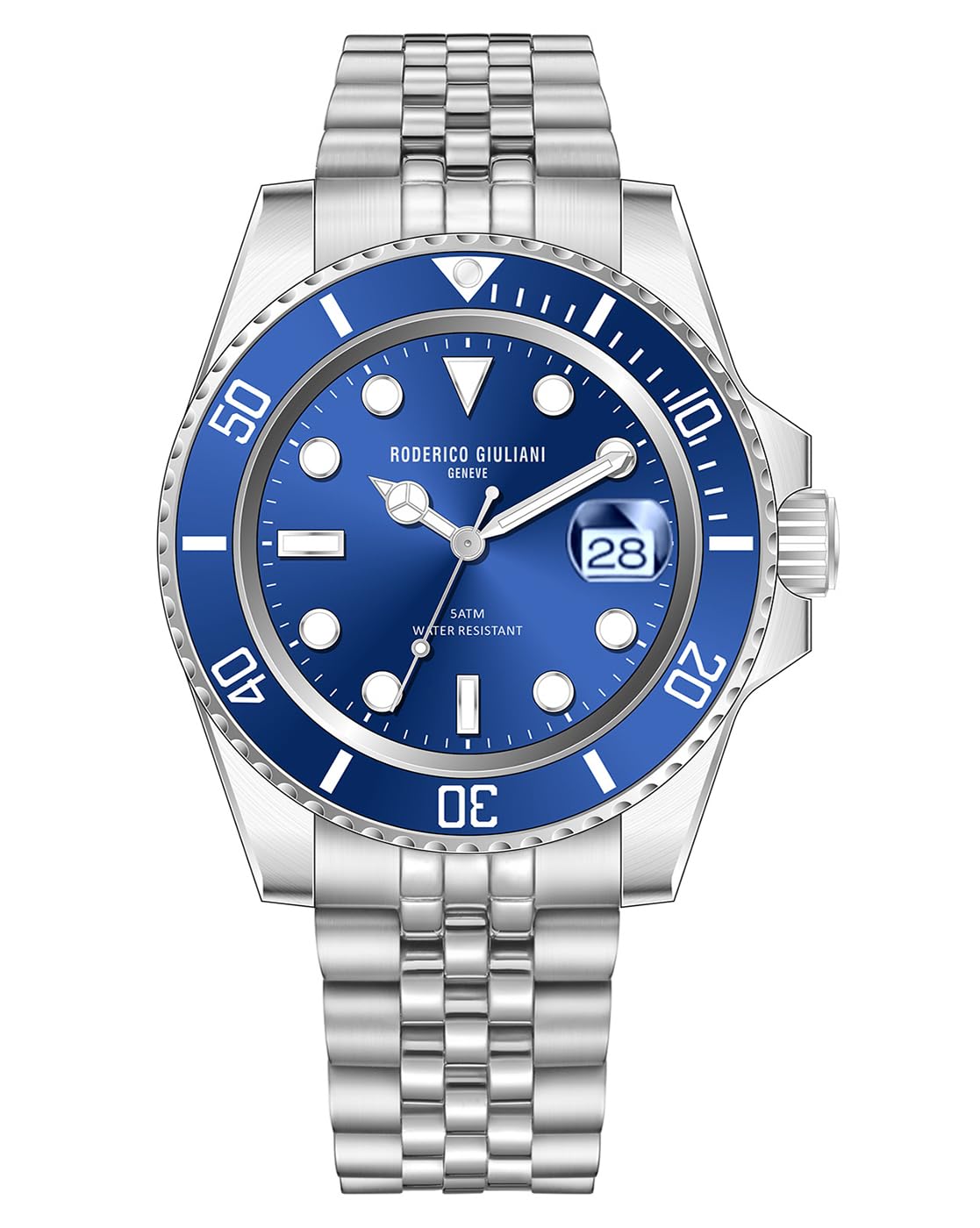 RODERICO GIULIANI Analog Blue DIAL Silver CASE Blue Bezel Jubilee Steel Bracelet Mens Watch MJSA-7404 (B0CTRV9M6H) Amazon Price History, Amazon Price Tracker