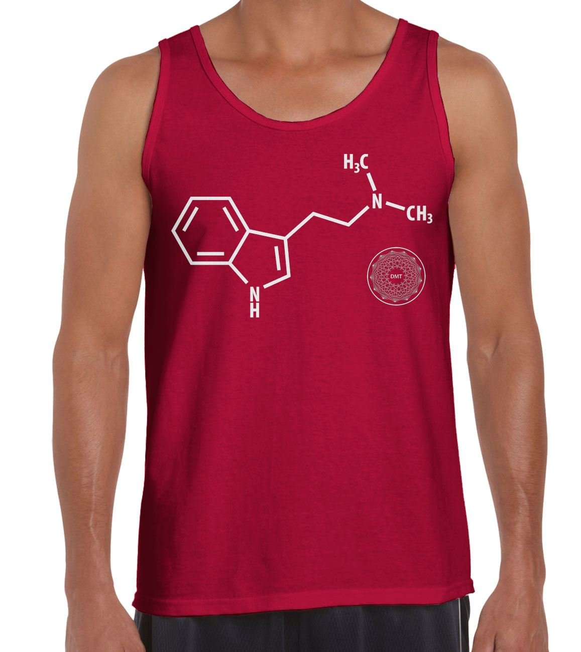 Tribal T-Shirts Men's Red Dmt Chemical Formula Psychedelic Tank Vest Top (Medium, )