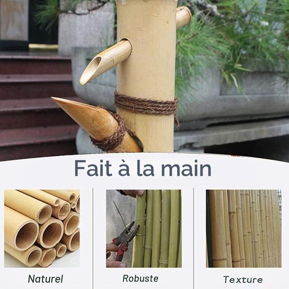 Kit Fontaine en Bambou avec Pompe, MEZITZ, Fontaine Japonaise Intérieure Extérieure, Caractéristiques De l'eau en Bambou pour Le Jardin