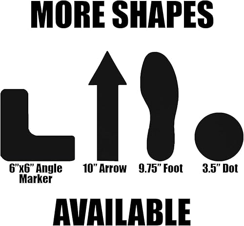 Miniatura 4 de Huellas negras de 9.5 pulgadas para organización magra 5S, las marcas del suelo tienen adhesivo industrial resistente con forro extraíble (3 pares