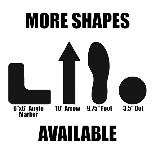 Miniatura 4 de Huellas negras de 9.5 pulgadas para organización magra 5S, las marcas del suelo tienen adhesivo industrial resistente con forro extraíble (3 pares