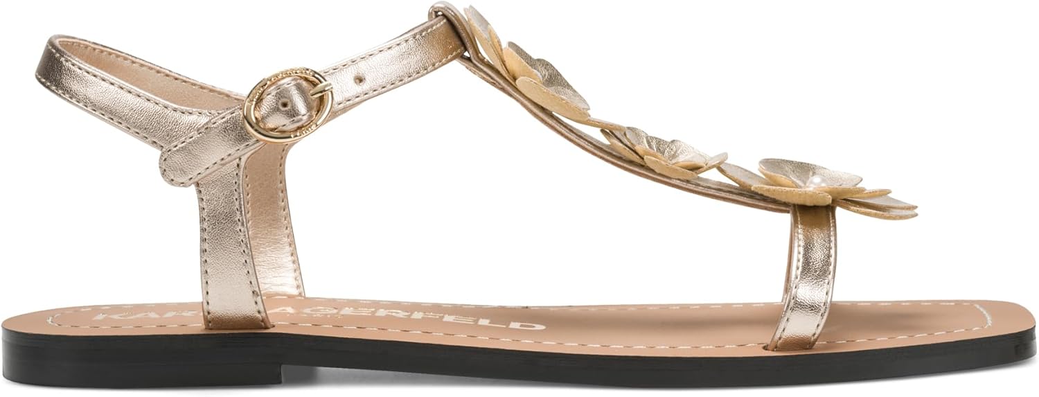 KARL LAGERFELD Women's Margate Flat Thong Sandal With Flower Embellishments