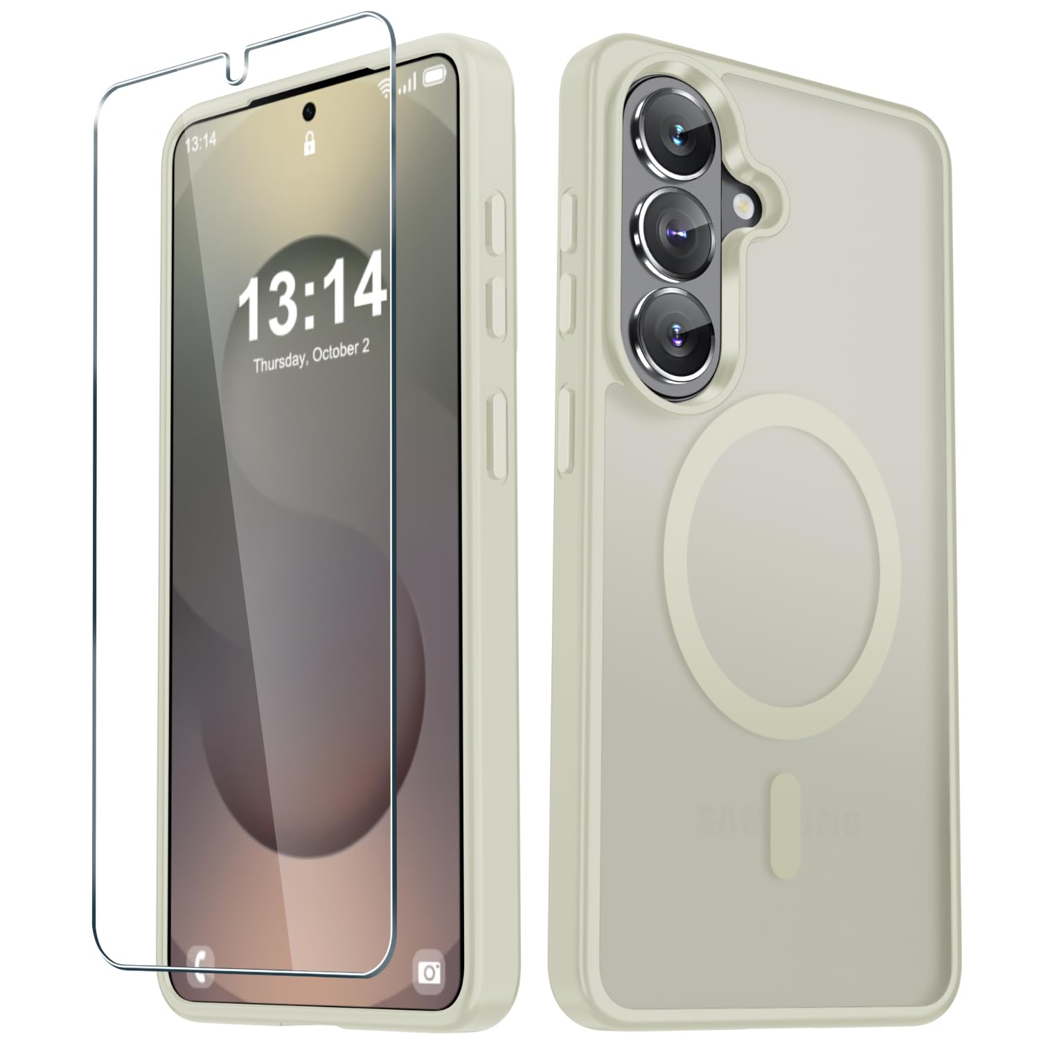 for Samsung Galaxy S26+ Plus Case, Matte Magnetic Phone Cover, Cream White | Fit for MagSafe, Screen Protector included, Shockproof Military Grade Protection, Translucent Frosted Back