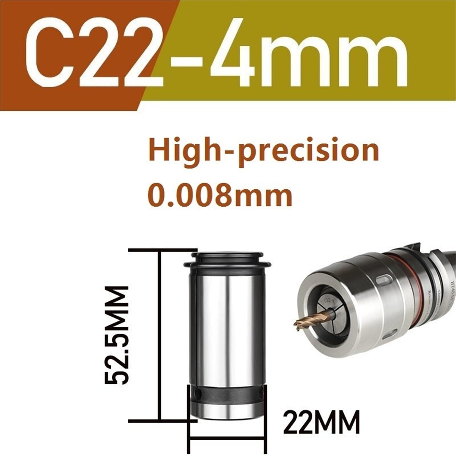 Mandrini 1/2/5 pezzi, pinza C22, gambo dritto, 0,008 mm