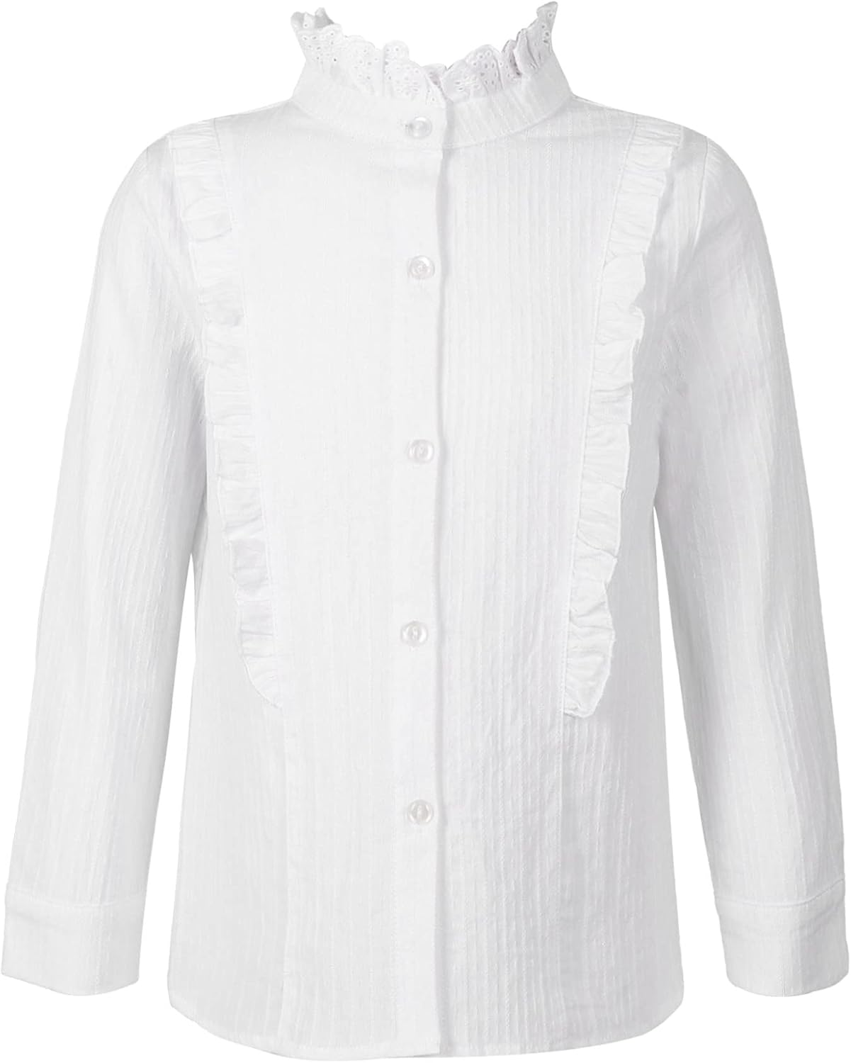 Amazon.com: Jowowha Girls Cotton Pure Ruffle Blouse Long