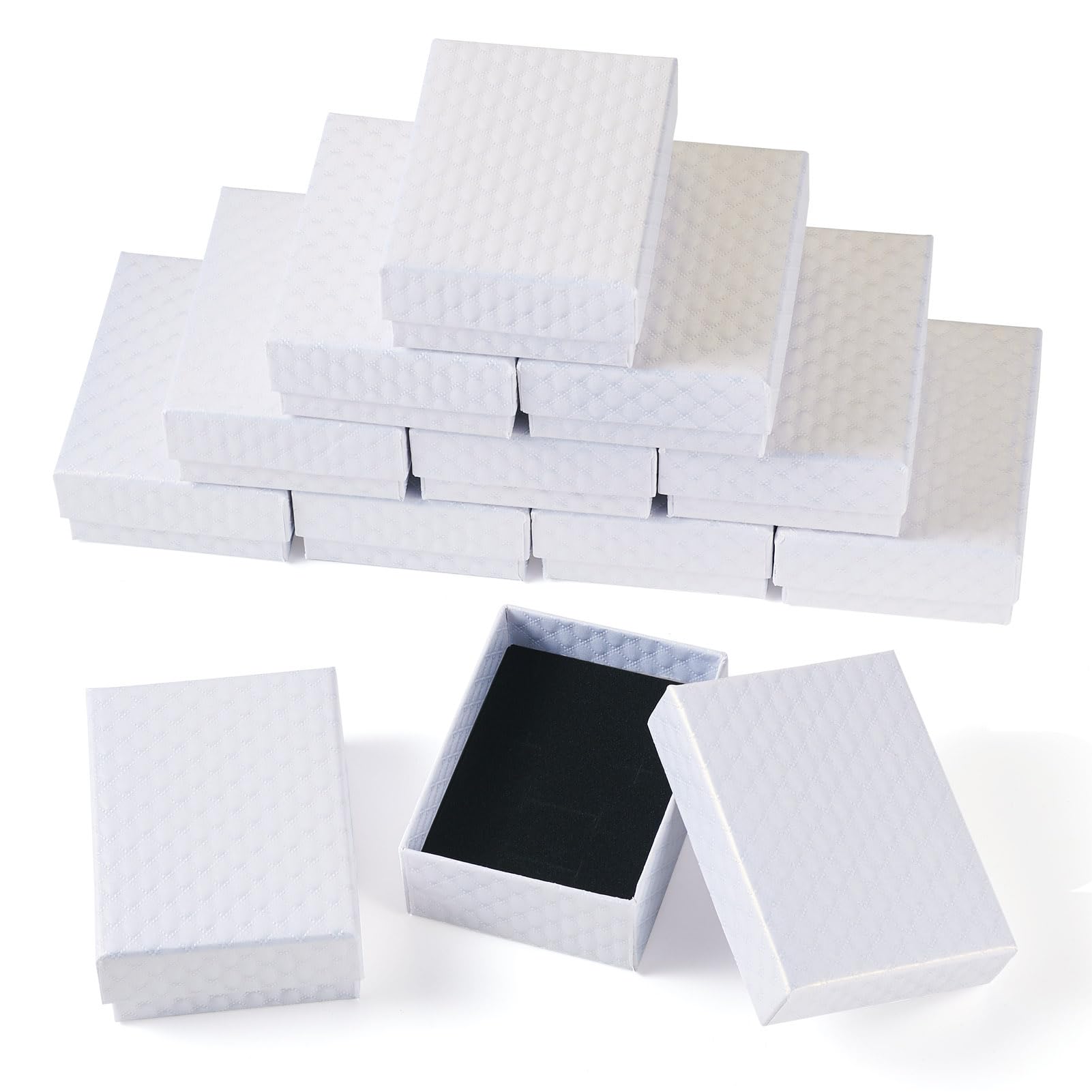 Boîtes bijoux carton Boutigem : lot de 12 écrins blancs rectangles 9x7x3.2 cm