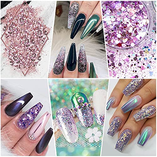 Skymore 12 Stück Nagel Glitzer, Make-Up Glitzer für Gesicht Nägel Augen Haare Körper, Glitzerpuder Nagel Dekoration… – Bild 5