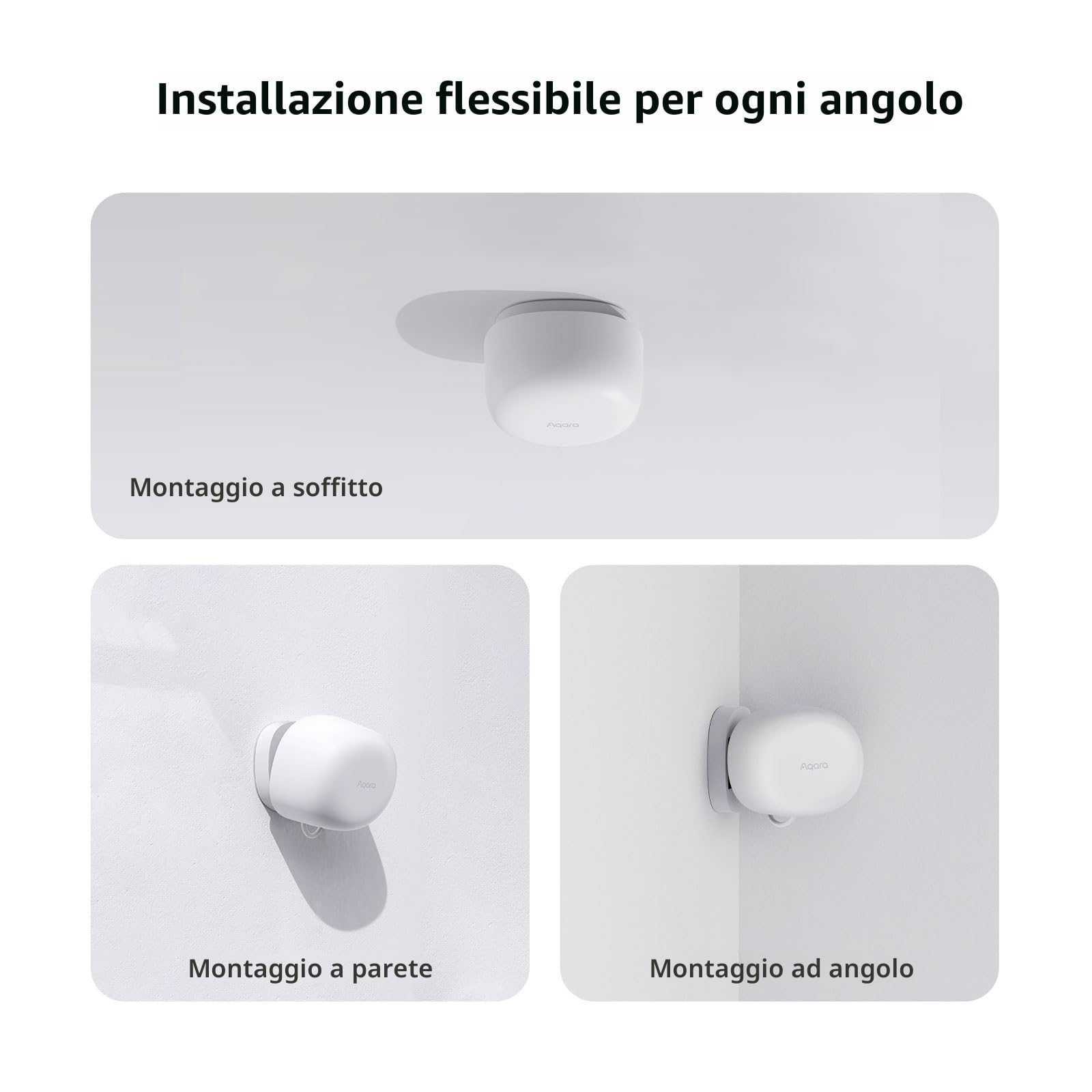 Aqara Sensore Presenza FP1E Zigbee 3.0, Radar mmWave, RICHIEDE Aqara HUB | Sensore Di Movimento Cablato, Ai Learning, 120° 6M, Supporta Homekit, Alexa, Google Home,Smartthings,Matter Over Bridge