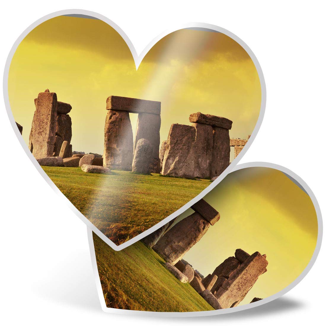 Destination Vinyl Ltd Multi 2 X 7.5Cm Heart Stickers - Ancient Stonehenge England Britain Uk Decals 24263