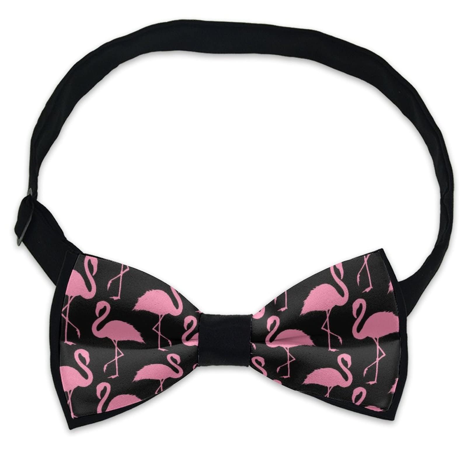 RIMENCH Teens Bow Tie Pink Flamingo Elegant Bowtie Adjustable Length Bowtie Pre-Tied Satin Formal Tuxedo Tie for Wedding, Party, Christmas