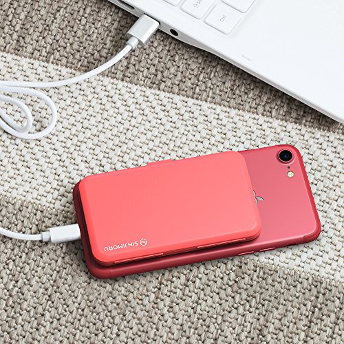 Sinjimoru Phone Card Holder Stick-On Phone Card Case, Phone Wallet Credit Card Holder On Back Of Phone With Up To 3 Cards And Cash Storage. Card Zip Coral Red #TOP6