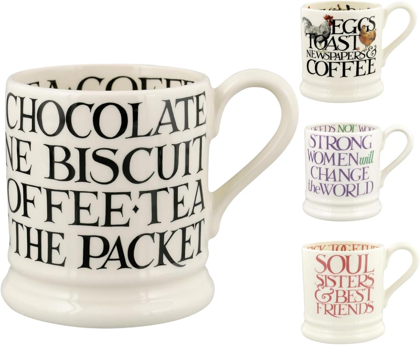 Large Mug 1/2 Pint, Ceramic Coffee Mug Large - Stoneware Mug, Cappuccino, Latte, Coffee, Tea Cup - Beautiful Mugs, Birthday Gift - Coffee Mug Black Writing
