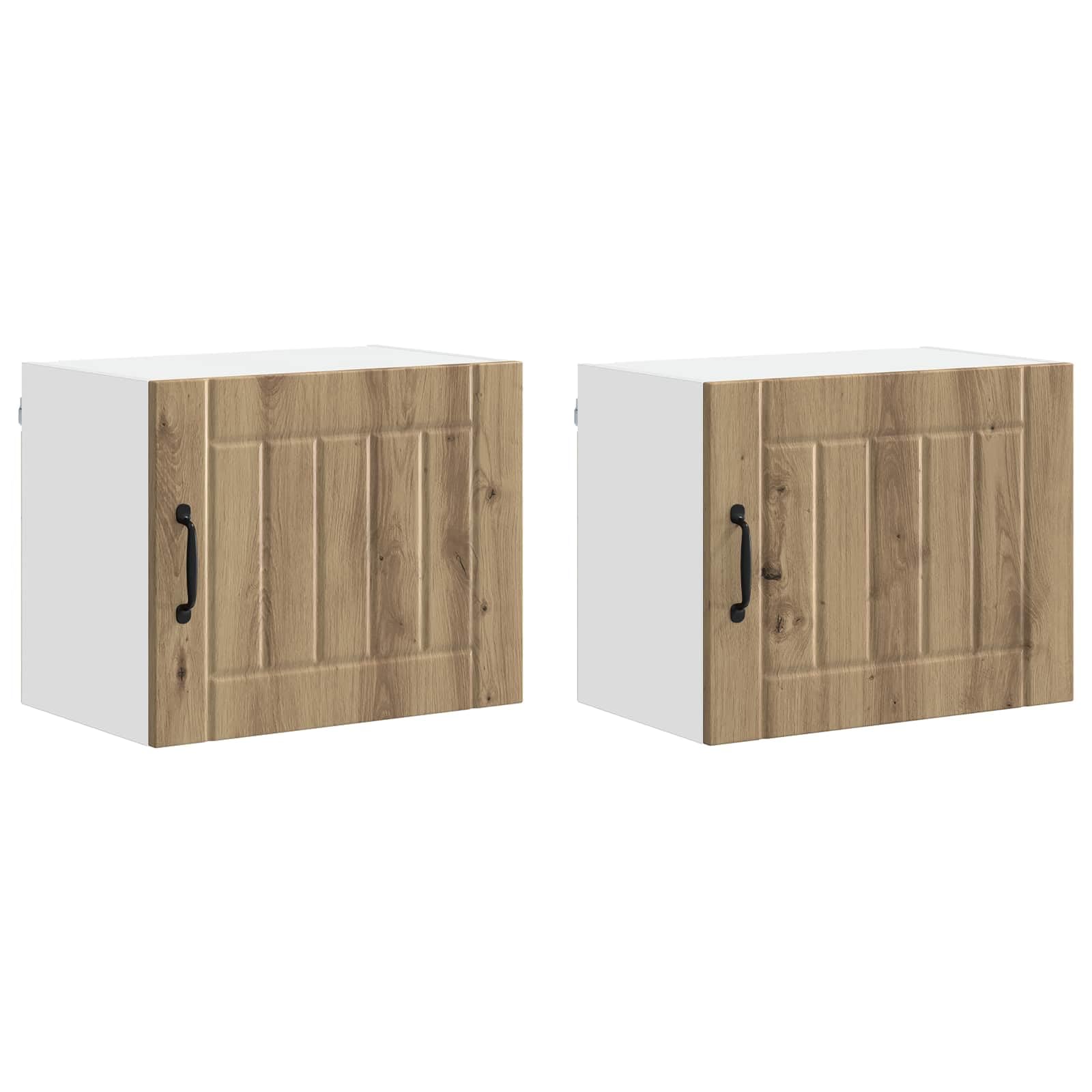 2 Stück Küchenschrank Artisan-Eiche 50 x 31 x 40 cm Holzwerkstoff Aufbewahrungsschrank mit Mehreren Fächern und Schiebetüren für praktische Küchenzubehör Aufbewahrung