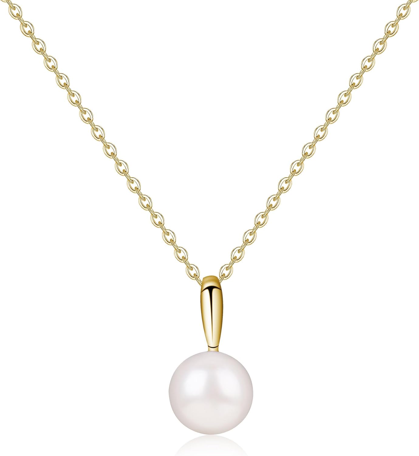 GAVU 925 Sterling Silver Freshwater Pearl Necklace for Women, Handpicked AAA Single Pearl Pendant Necklace