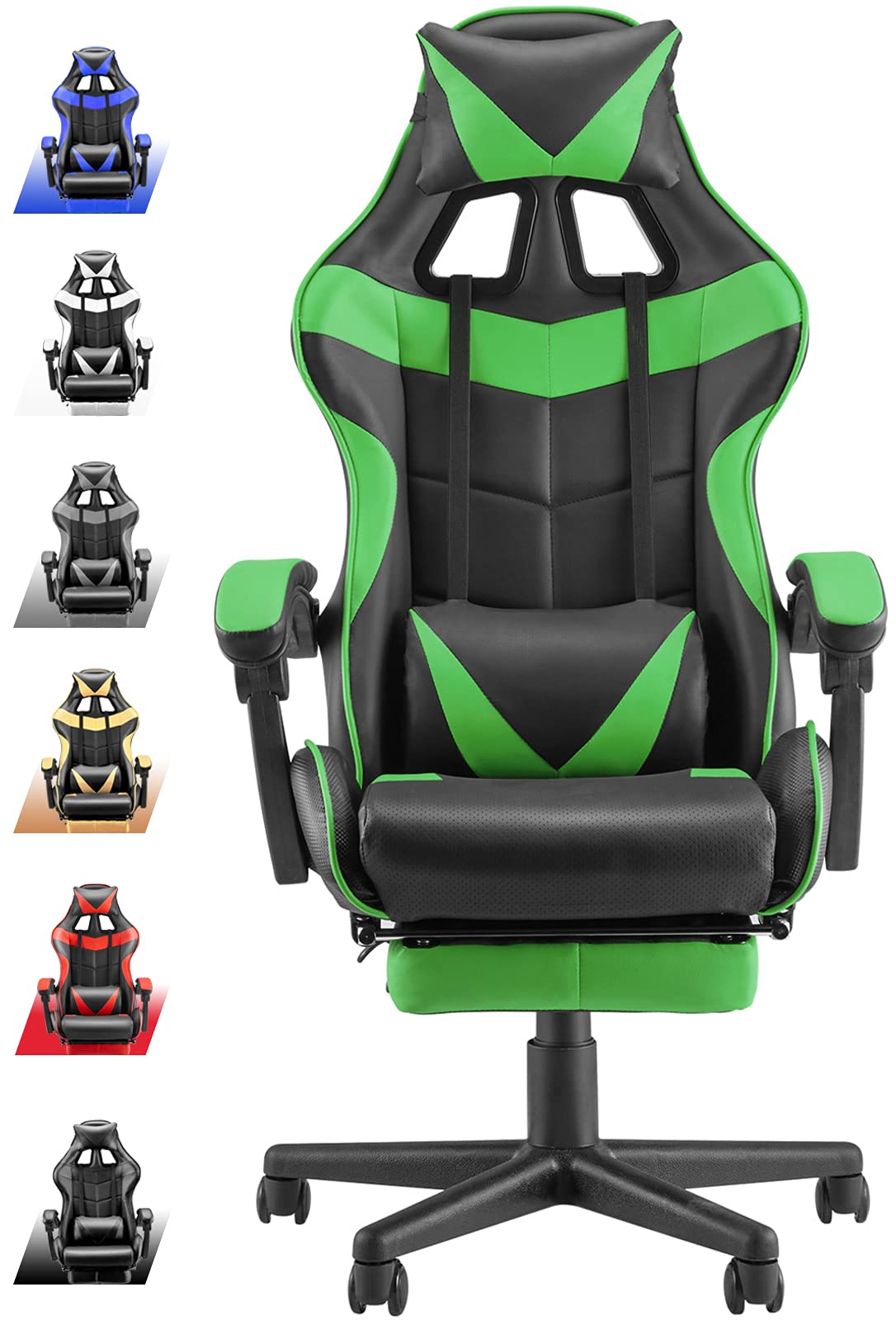 Buy Soontrans Game Chair,Green Gaming Chair with Footrest, Ergonomic