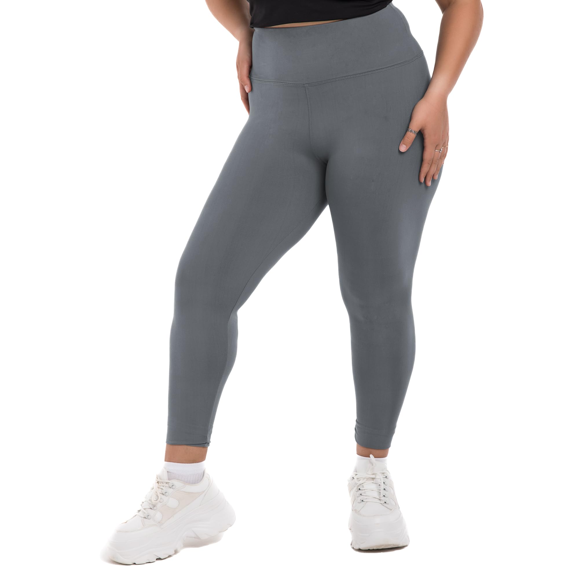 SINOPHANT Plus Size Leggings for Women, High Waisted Tummy Control Buttery Super Soft Black Yoga Pants for Workout Running