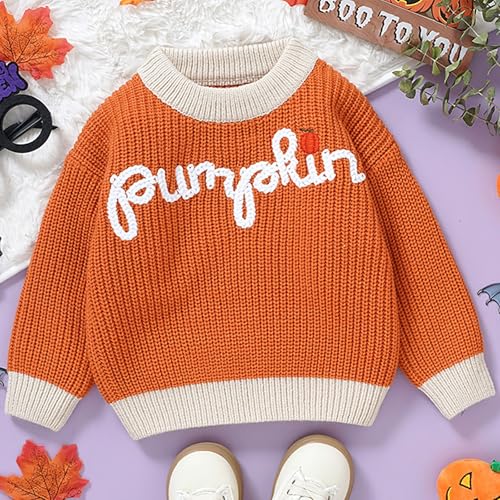 Toddler Boys Girls Halloween Pumpkin Sweater Knitted Crewneck Sweatshirt Fall Festival Pullover Shirt Casual Clothes2