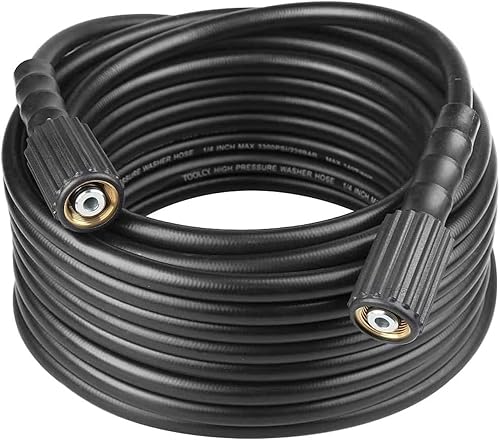 TOOLCY Manguera de lavado a presión, 3400 PSI, manguera de lavado de potencia resistente a las torceduras de 25 pies y 14 pulgadas, repuesto M22