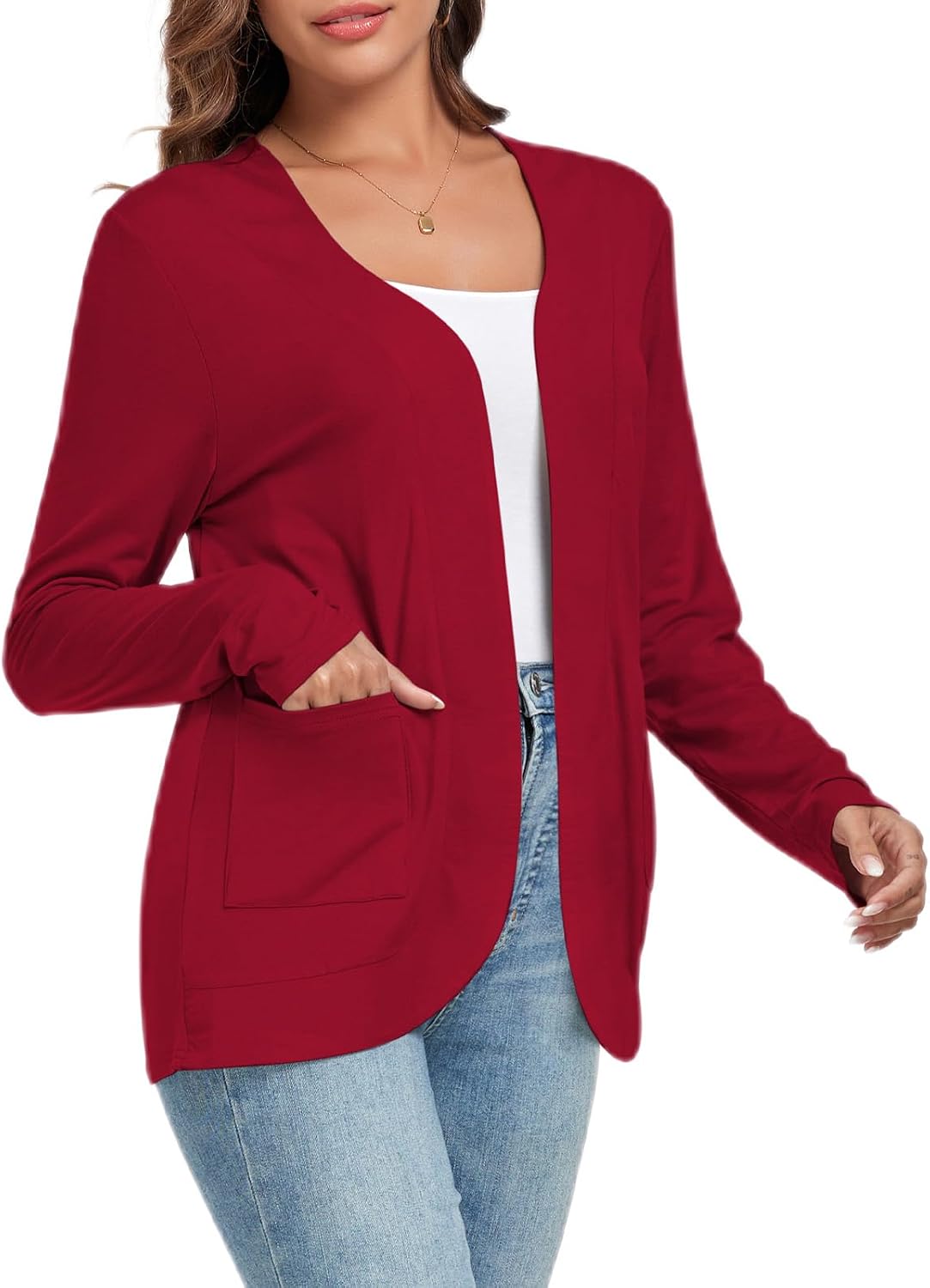 TownCat Women’s Lightweight Cardigan with Pockets Long Sleeve Open Front Cardigan for Women