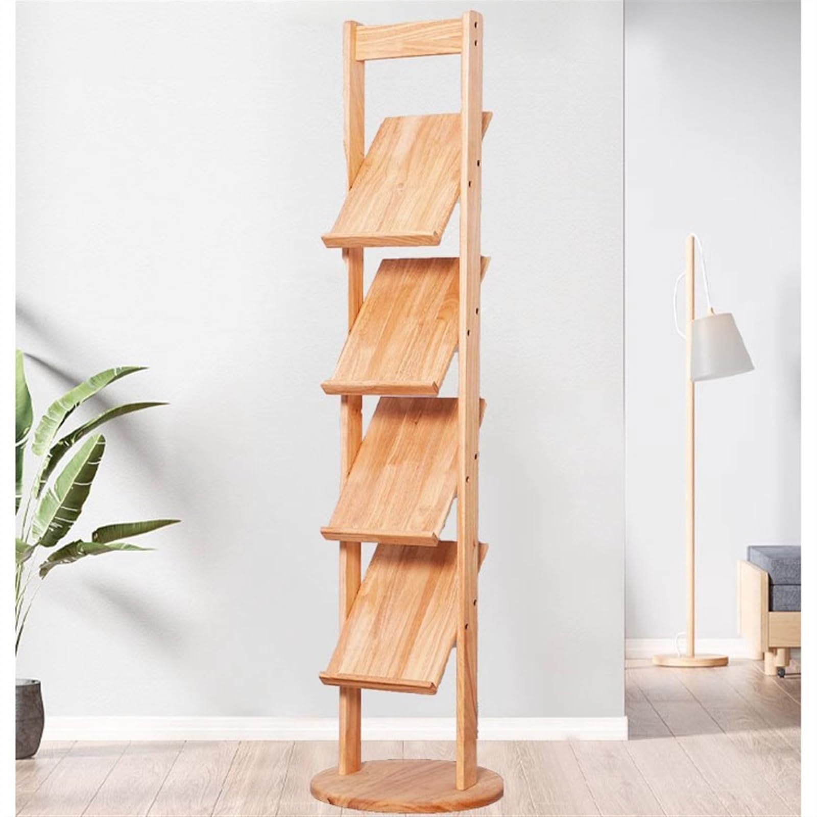 Porte-revues en Bois - Porte-journaux d'Information sur Pied - Banc de Stockage Multicouche - Support de Brochures - Magazines A4 - Brown