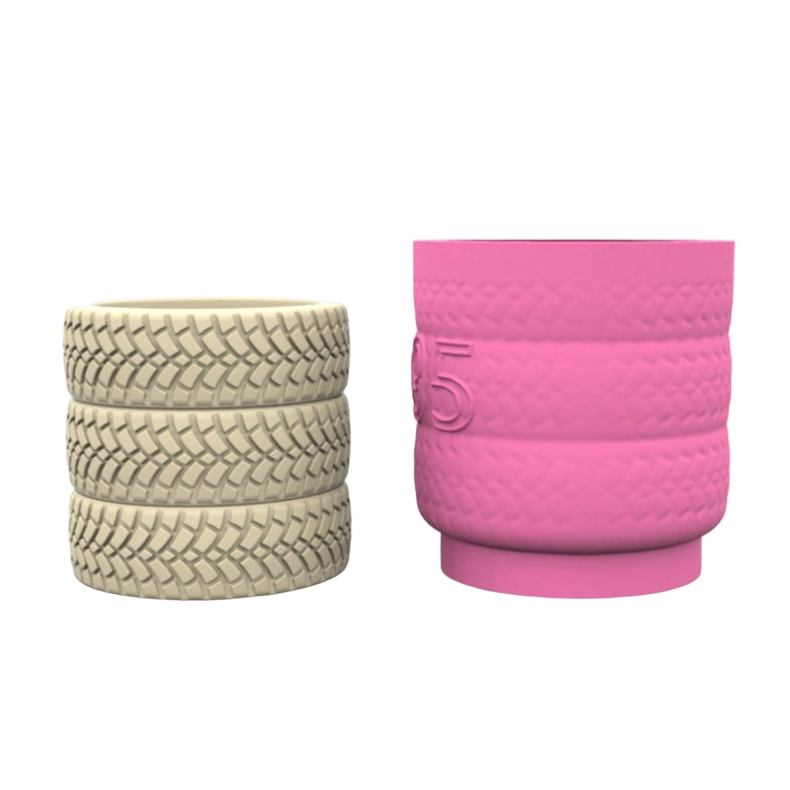 NEWFT Handcraft Tyre Shaped Vase with Sturdy Silicone Mould Craft Supplies Accessory for Resin and Clay Home Decoration
