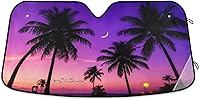 Vista 33 de Parasol para parabrisas de automóvil con palmeras tropicales de verano y playa, parasol de cielo forestal que bloquea rayos UV, protector que