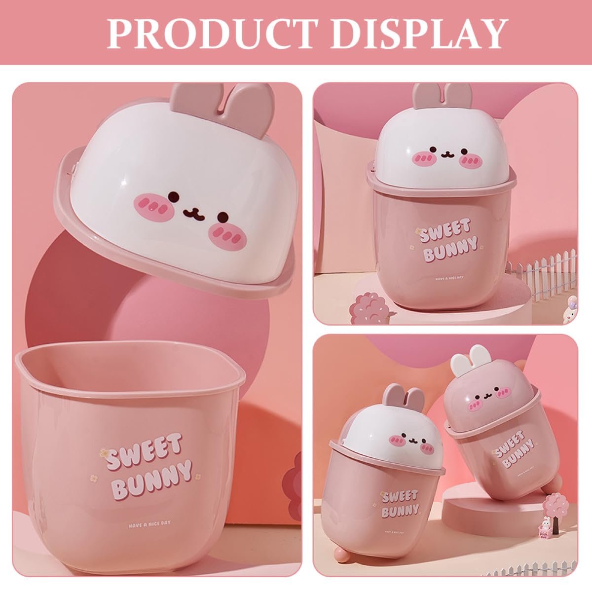 Amazon｜MUSISALY ピンクのかわいいウサギ形デスクトップゴミ箱