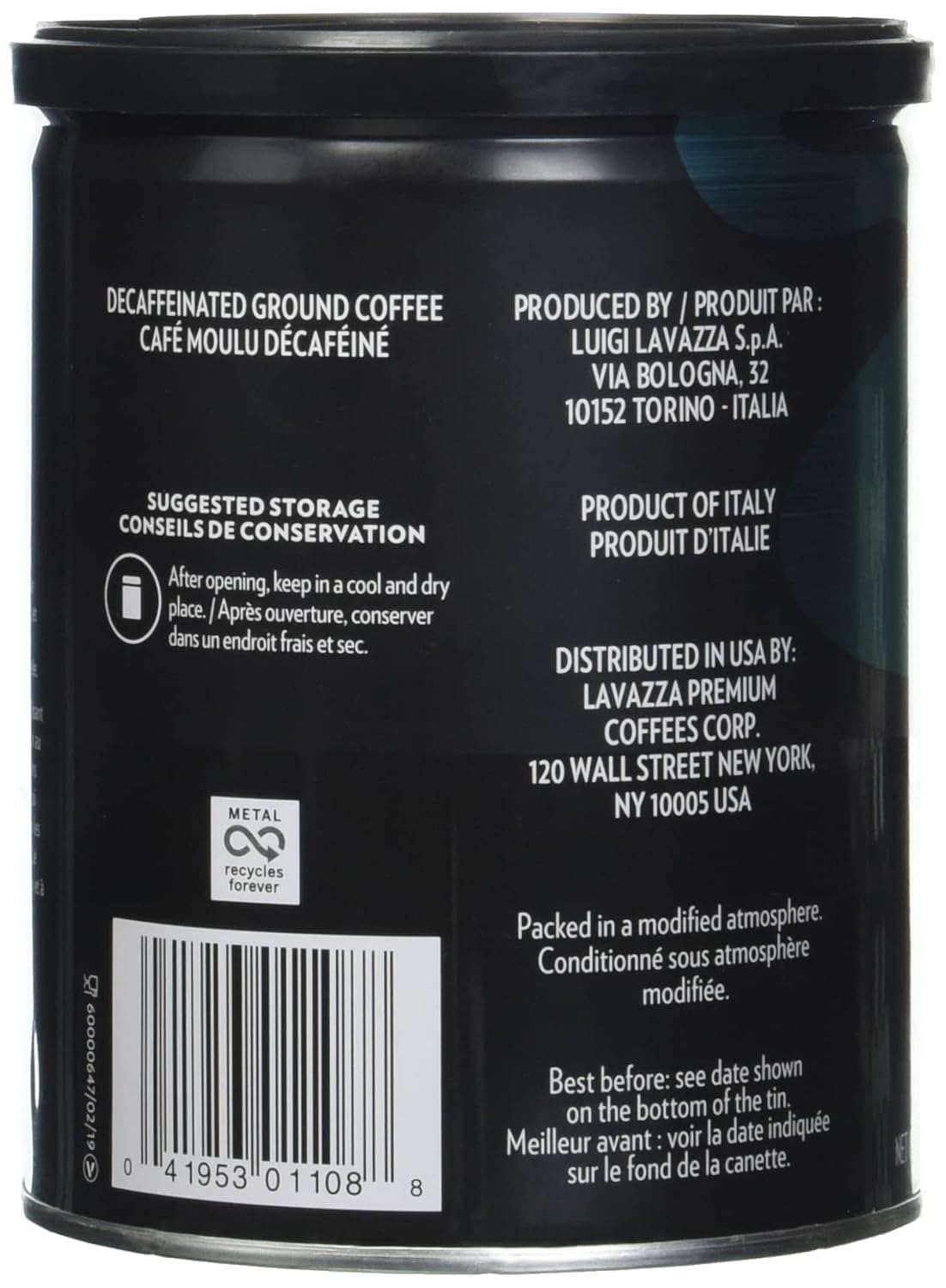 Lavazza Espresso Decaffeinato Ground Coffee Blend, Decaffeinated Medium Roast, 8-Ounce Can