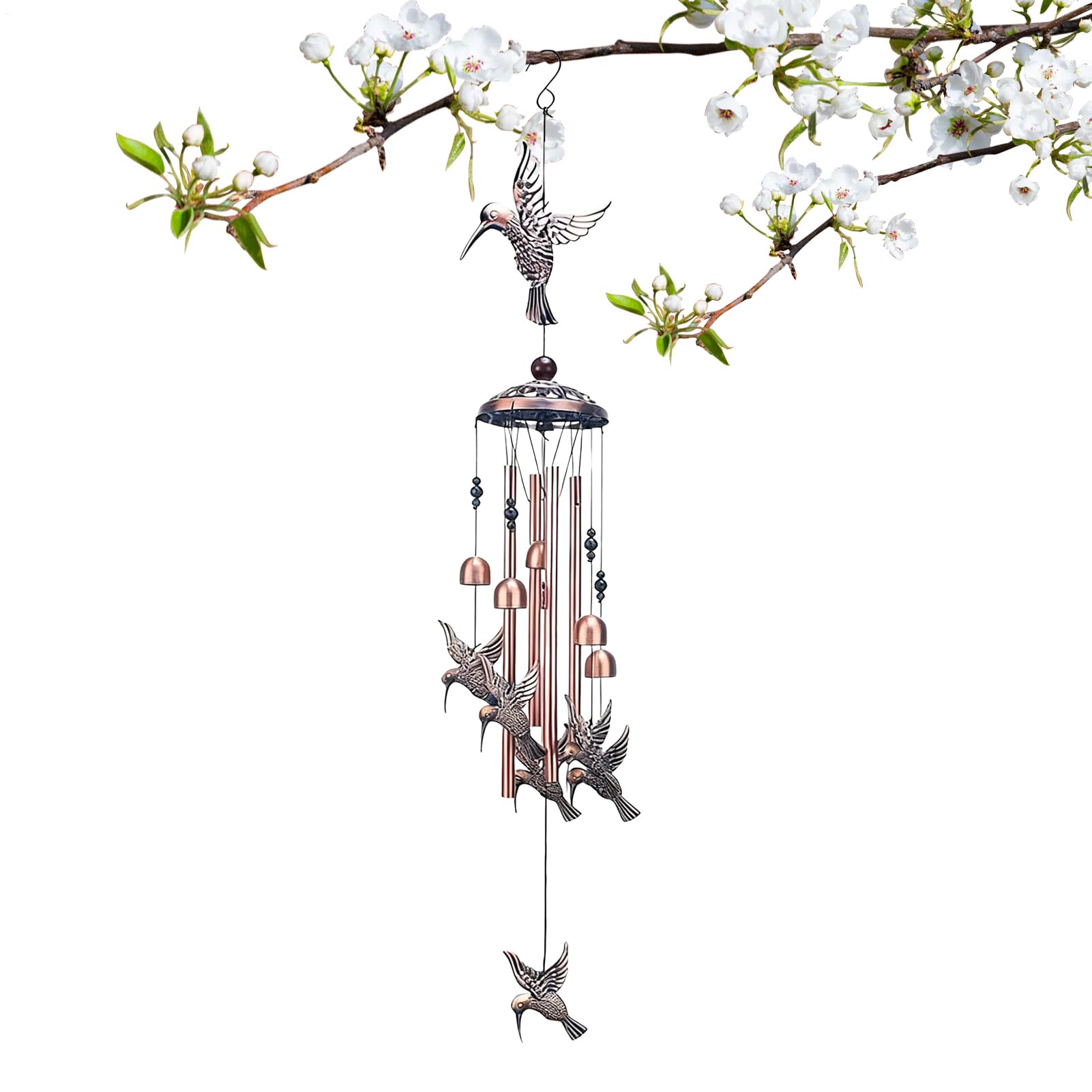 Carillon éolien en métal colibri fait main avec finition antirouille extérieure
