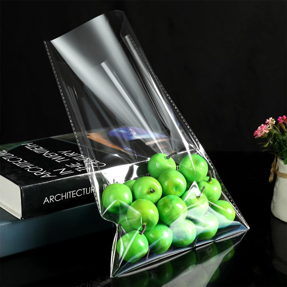 100 sacchetti trasparenti di cellophane grandi, 25 x 15 cm