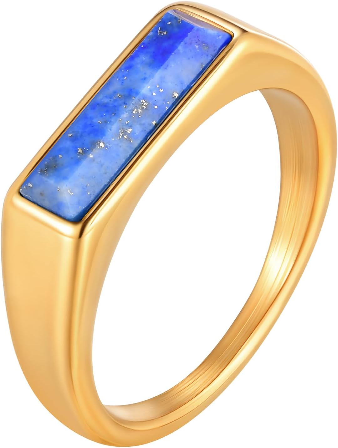 Men's Stainless Steel Ring, Natural Stone Inlay, Rectangular Design, Turquoise, Tiger Eye, Accessory, Perfect for Everyday Use and Gift