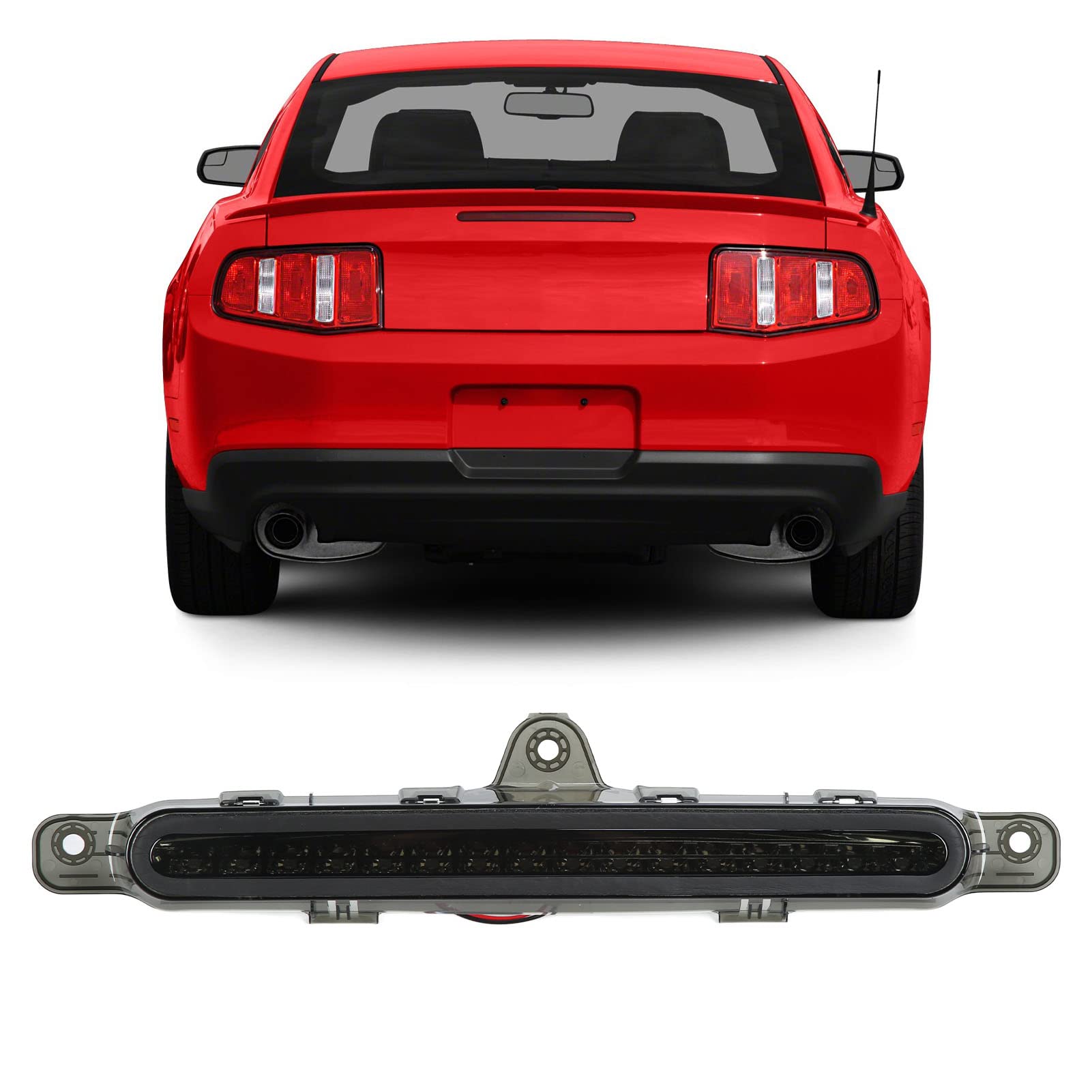 VekAuto Troisième Feu Stop LED Compatible Avec Ford Mustang 2010-2014, Boîtier En Plastique étanche Noir, 3e Feu Stop Haut Monté Au Centre Arrière