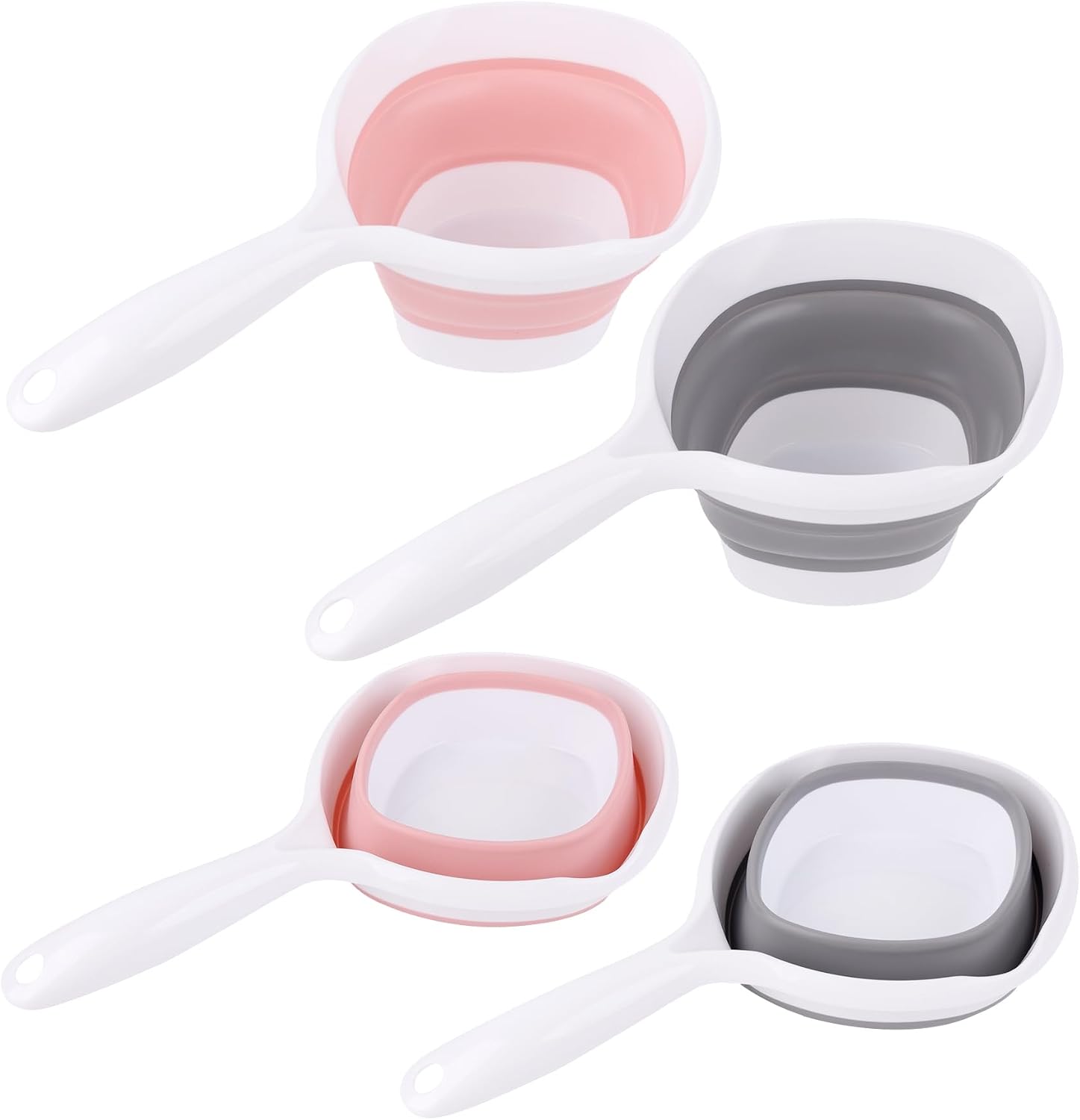 Framendino, 2 Pack Folding Water Ladles Collapsible Scoop Cup Kitchen Ladle for Bathroom (Black & Pink)