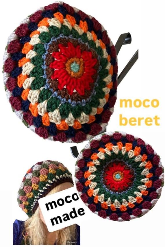 ハンドメイドカラフルベレー帽アースカラーエスニックヒッピーボヘミアン秋冬 <1108zハンドメイドベレー帽>