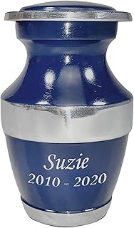 Keepsake Urn, Blue Funeral Cremation Urn, Ash Urn with Box -Small