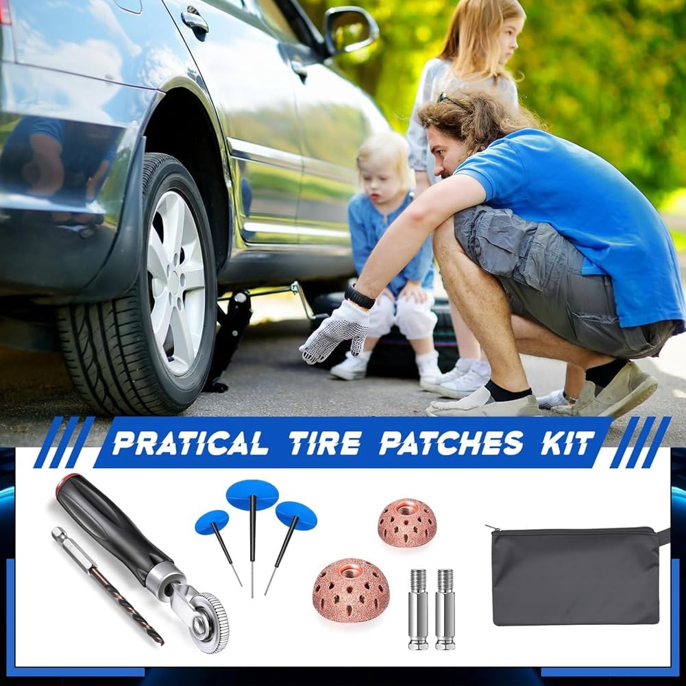 ISTOVO Reifenreparatur -Patch -Werkzeug -Kit 24PCS Reifen -Patch -Stecker (34/40/50 Mm) Rufrad für Motorrad, Fahrzeugreparatur