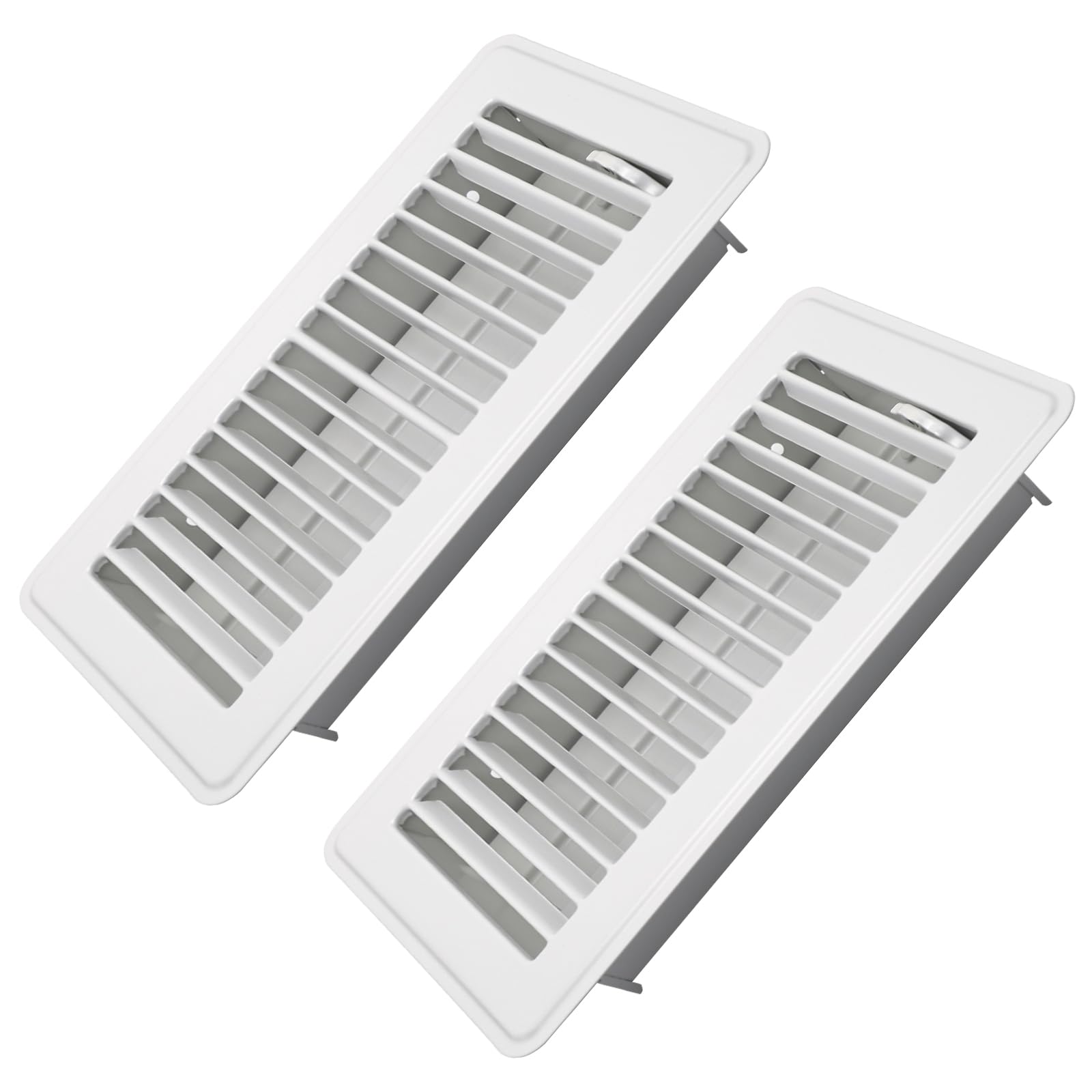 Howeall 4" x 8" Floor Register 2 Pack - Floor Vent Covers Heavy Duty Metal Heat Vent Covers with Rust Proof Finish for Home Floor Heater - White