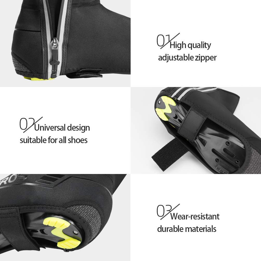 ROCKBROS Überschuhe Fahrrad Shoecover Überzieher für Radsport Rennrad MTB Abdeckung Windfest Damen Herren Unisex Schwarz (M für 38-42/ L für 42-46)