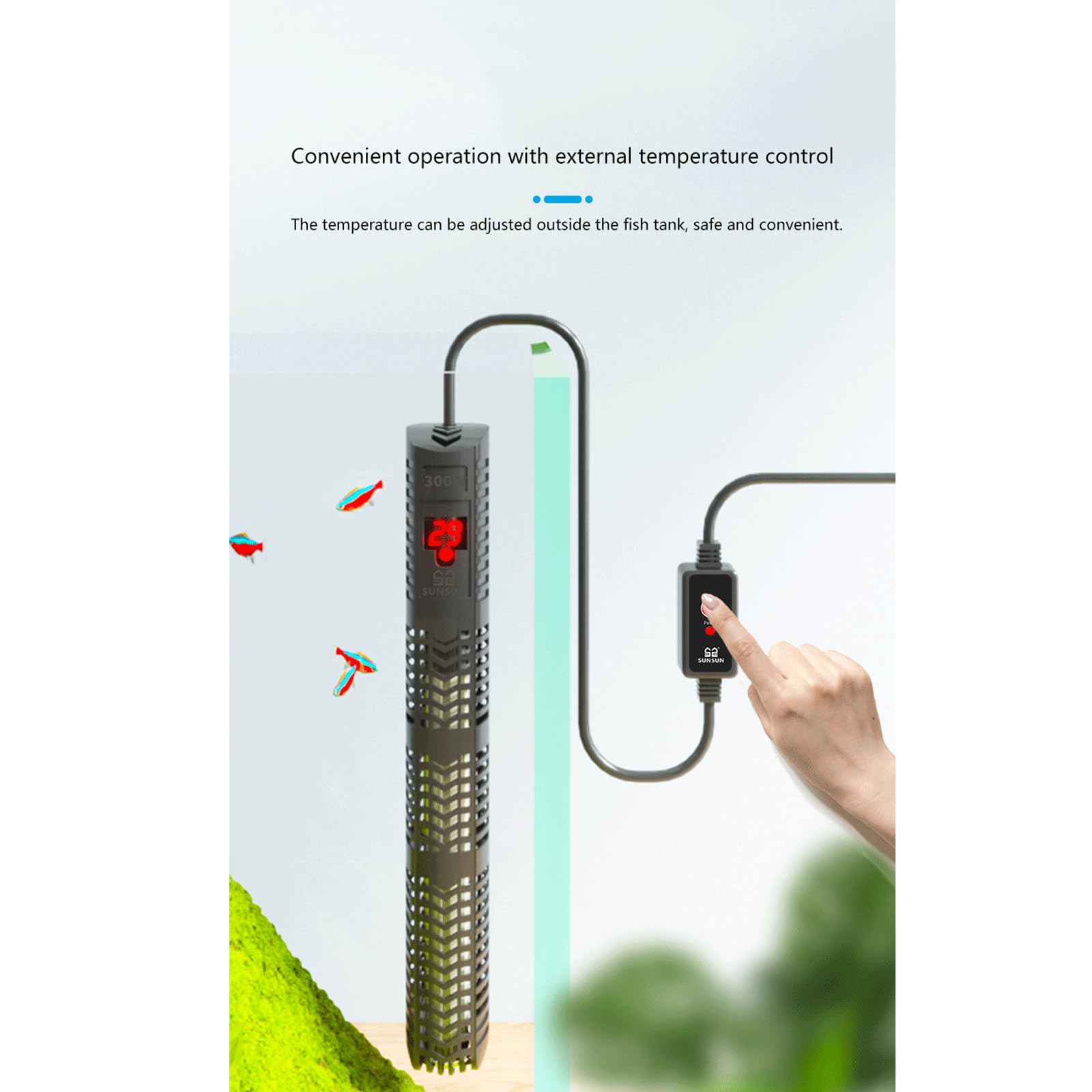 Asta di Riscaldamento per Acquario Vetro al Quarzo con Display Digitale Termostato Automatico per Acquario,50W