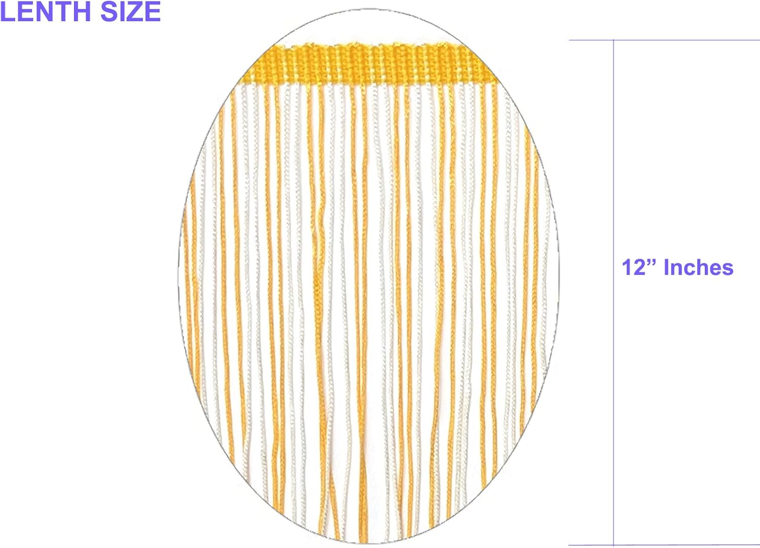 2 Yards of 12" Long Chainette Fringe Multicolor Twotone Tassel Trim-Golden Yellow & White