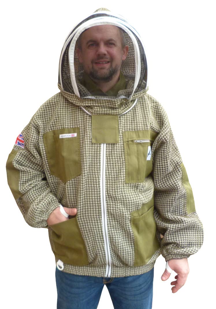 AGS Bee Jacket - Giacca da apicoltura a 3 strati, ultra ventilata, colore: verde (2XL)