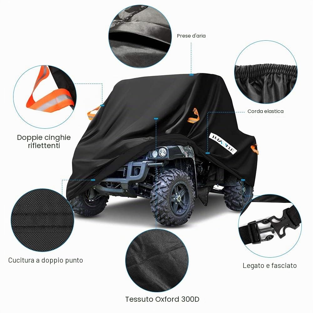 Custodia per UTV, tessuto Oxford impermeabile e resistente per Polaris RZR Yamaha Rhino Can-Am Defender Honda Pioneer Kawasaki Mule Teryx 2-3 Passeggero