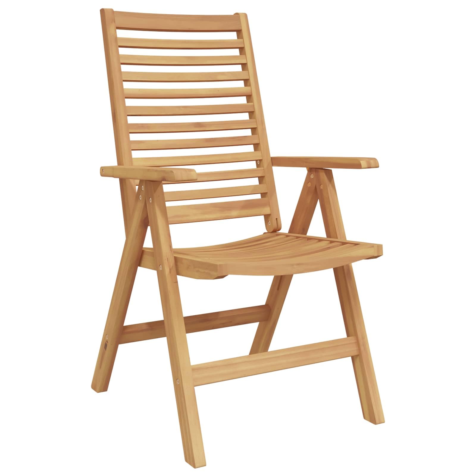 Silla de jardín plegable de madera maciza de teca, 8 unidades, color marrón, 52 x 64,5 x 108 cm, para terraza y exterior, diseño plegable y estética moderna