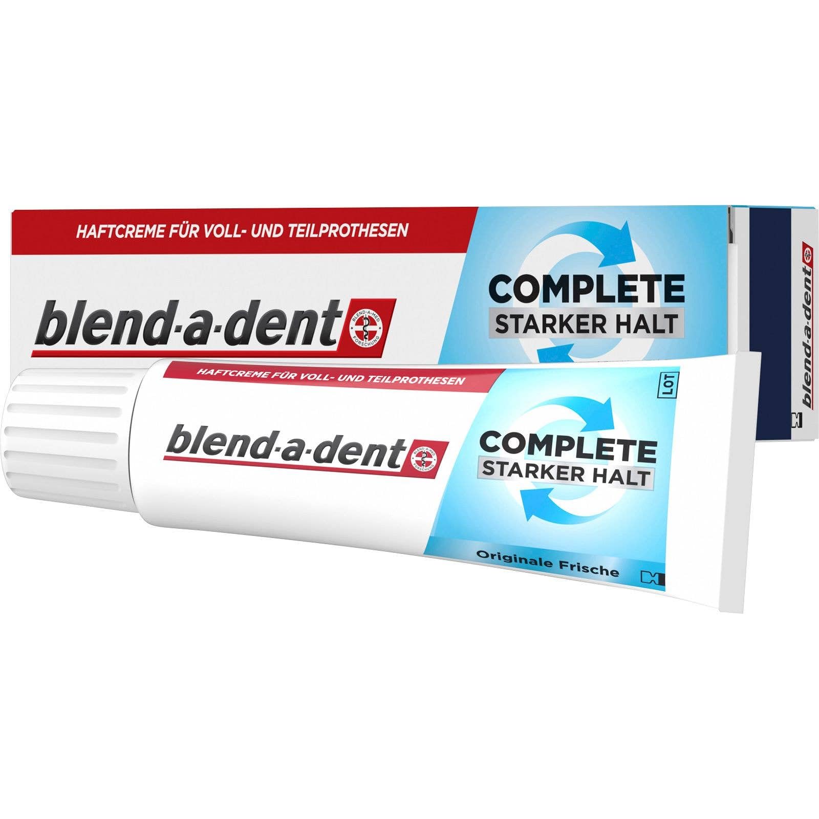 Blend-a-dent Original Super Haftcreme Pasta adesiva per protesi dentali, 10 confezioni da 47 g, extra forte, completa