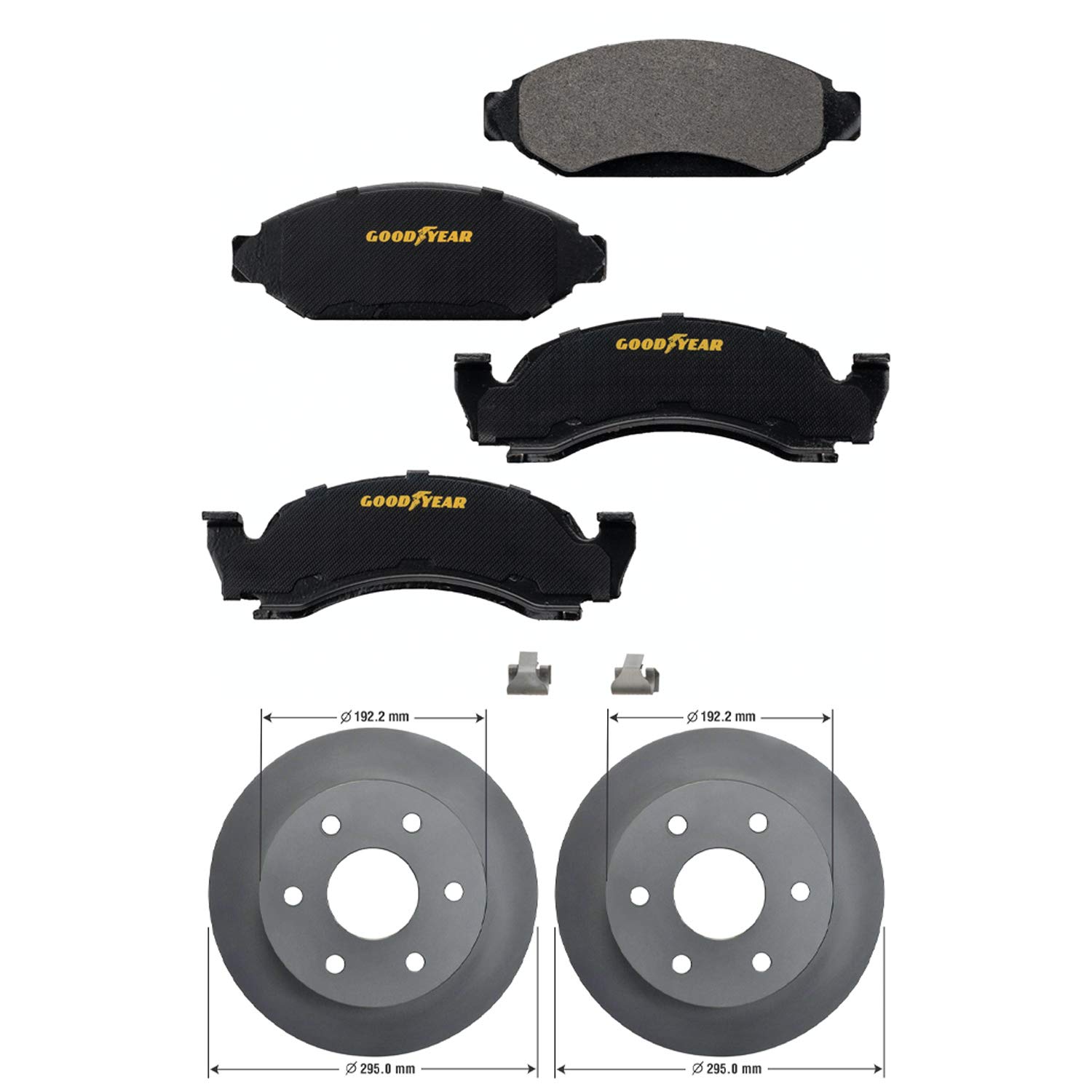 Goodyear Brakes PRK48716F | Front Truck & SUV Brake Kit with Pair (2) of AntiOx Coated Brake Rotors and Carbon-Ceramic Brake Pads fits GMC V1500 Suburban 91-88