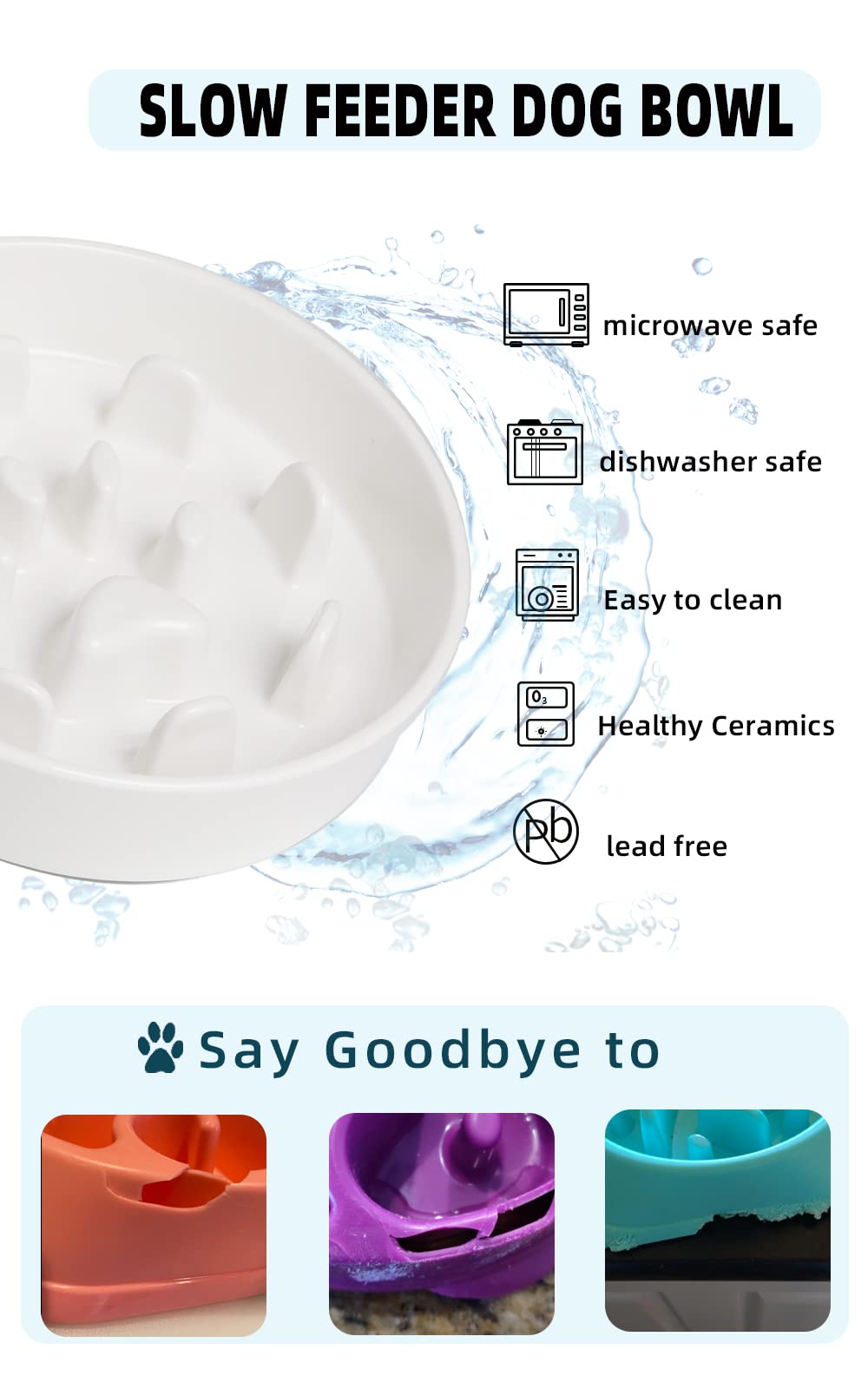 Snapklik.com : HAOTOP Ceramic Fun Slow Feeder Bowl, Porcelain Slow ... - Use Slow Feeder For Voracious Eaters