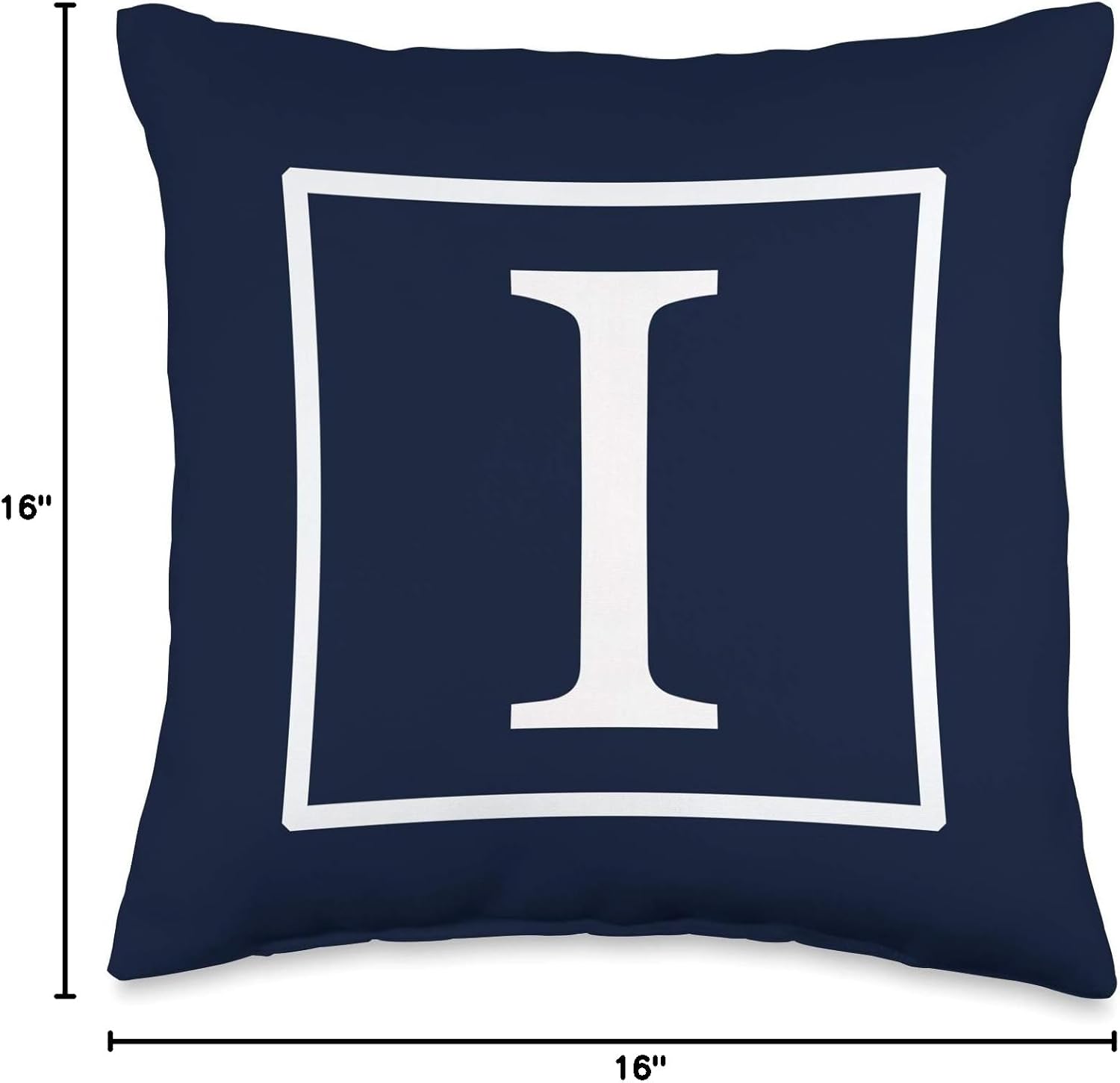 White English Alphabet Letter I Monogram Initial Navy Blue Throw Pillow
