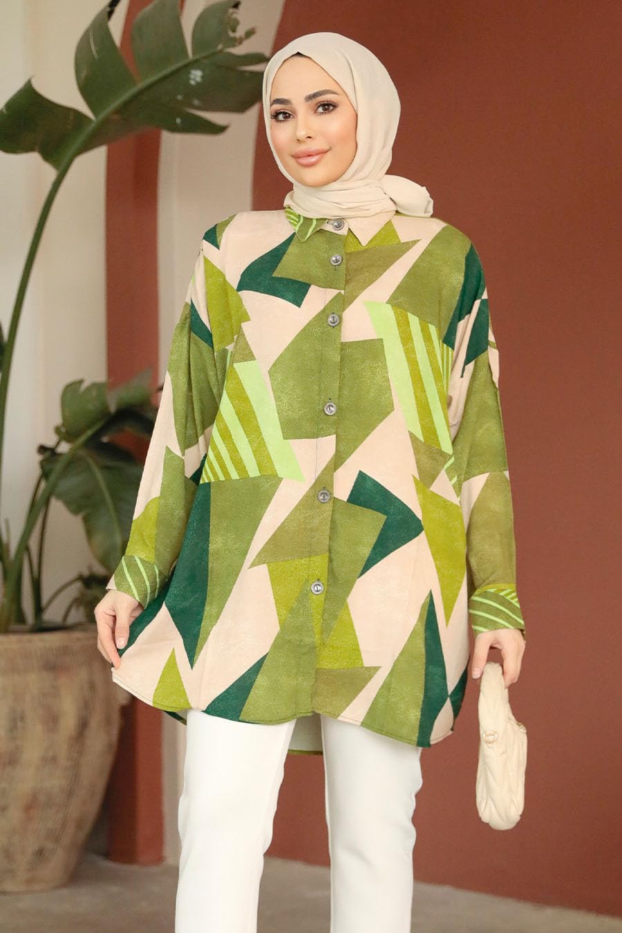 Gufrina Women's Rayon Dress With Long Puff Sleeves Mandarin Collared Neck Tie Die Printed A-Line Style Regular Fit And Knee Length Cream