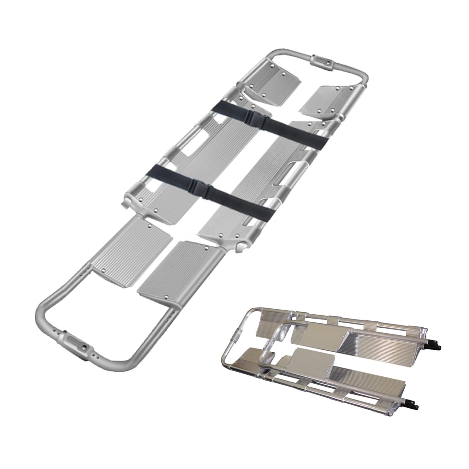 WJPDXFENG EMT Backboard Spine Board Stretcher, Folding Stretcher for Medical Emergency, Medical Stretcher, Emergency Rescue Back Stretcher, 180kg/386Lb Load Capacity,with Safety Straps(Silver)