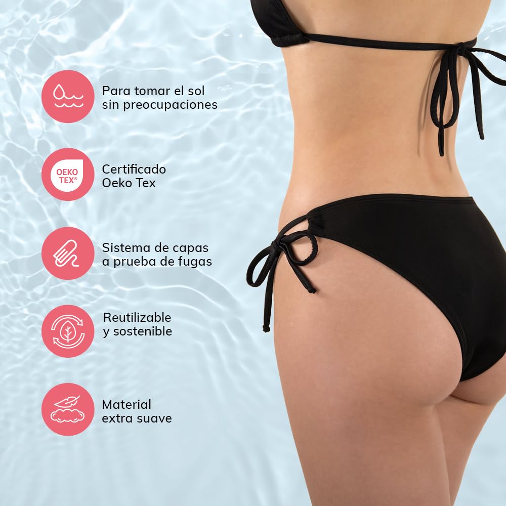 MYLILY | Bragas menstruales Bikini | Bikini Menstrual niña | Bikini mestrual con Cordones | Bikinis menstruales Mujer Bikini Menstrual Mujer baño Flujo abundante